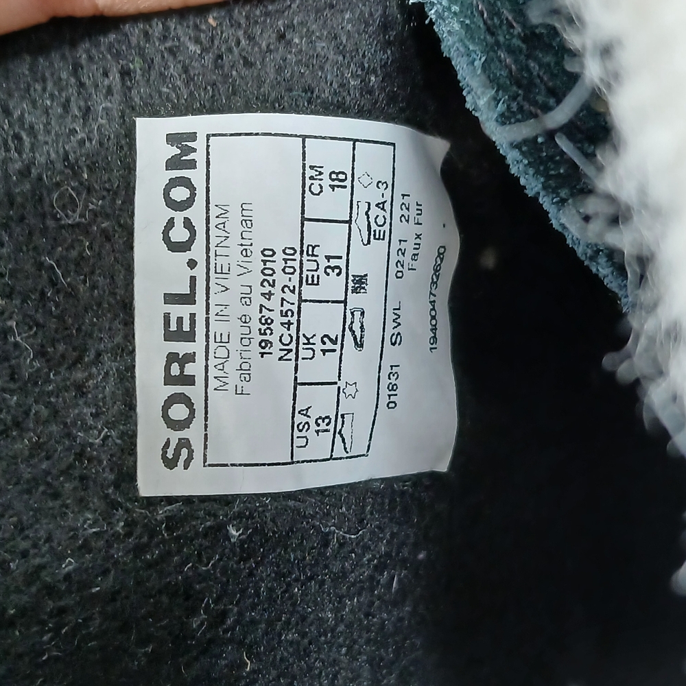 Sorel Black Suede Faux Fur Lace-Up Winter Boots 735 - Picture 9 of 10